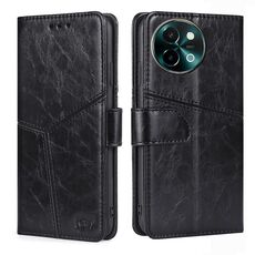 Per vivo Y38 5G / T3x Custodia per telefono in pelle con cuciture geometriche globali (nero)