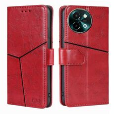 Per vivo Y38 5G / T3x Custodia per telefono in pelle con cuciture geometriche globali (rosso)