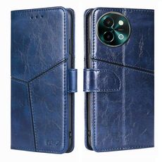 Per vivo Y38 5G / T3x Custodia per telefono in pelle con cuciture geometriche globali (blu)