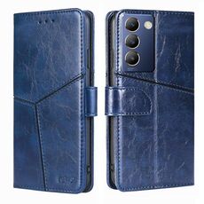 Per vivo Y100 5G IDN Custodia in pelle con cuciture geometriche (blu)