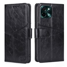 Per vivo Y28 4G Custodia in pelle con cuciture geometriche (nero)