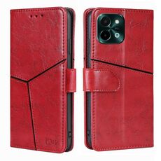 Per vivo Y28 4G Custodia in pelle con cuciture geometriche (rosso)