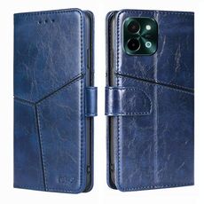 Per vivo Y28 4G Custodia in pelle con cuciture geometriche (blu)