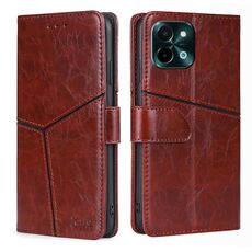 Per vivo Y28 4G Custodia in pelle con cuciture geometriche (marrone scuro)