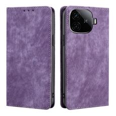 Per vivo iQOO Z9 Turbo RFID Anti-theft Brush Custodia magnetica in pelle per telefono (viola)