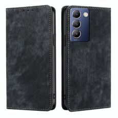 Per vivo Y100 5G IDN RFID Antifurto Spazzola Magnetico Custodia in Pelle per Telefono (Nero)