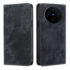 Per vivo X100s RFID Anti-furto Spazzola Magnetico Custodia in Pelle per Telefono (Nero)