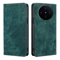 Per vivo X100s RFID Anti-furto Spazzola Magnetico Custodia in Pelle per Telefono (Verde)