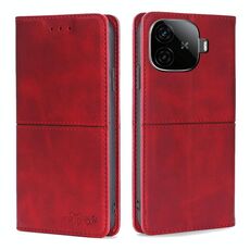 Per vivo iQOO Z9 Turbo Custodia magnetica in pelle con texture mucca (rosso)