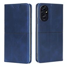 Custodia magnetica in pelle con texture di mucca per Honor 200 5G (blu)