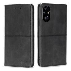 Per Honor 200 Pro 5G Custodia magnetica in pelle con texture di mucca (nera)