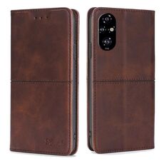 Per Honor 200 Pro 5G Custodia magnetica in pelle con texture di mucca (marrone scuro)