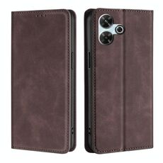 Per Redmi 13 4G Custodia in pelle magnetica Skin Feel (marrone scuro)