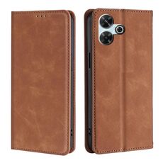 Per Redmi 13 4G Custodia in pelle magnetica Skin Feel (marrone chiaro)