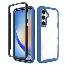 Per Samsung Galaxy A35 5G Starry Sky Custodia per telefono in TPU trasparente antiurto in tinta unita per PC (blu scuro)