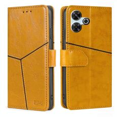 Per Redmi 13 4G Custodia per telefono in pelle con cuciture geometriche (giallo)