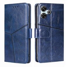 Per Redmi 13 4G Custodia per telefono in pelle con cuciture geometriche (blu)