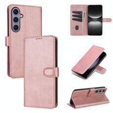 Per Samsung Galaxy S25 5G AZNS Custodia per telefono in pelle con texture di vitello e pelle di vitello (oro rosa)