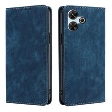 Per Redmi 13 4G RFID Anti-furto Spazzola Magnetico Custodia in Pelle per Telefono (Blu)