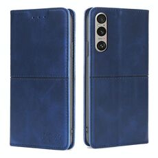 Per Sony Xperia 1 VI Custodia magnetica in pelle con texture mucca (blu)