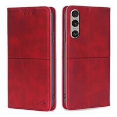 Per Sony Xperia 1 VI Custodia magnetica in pelle con texture mucca (rosso)