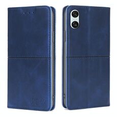 Per Sony Xperia 10 VI Custodia magnetica in pelle con texture mucca (blu)