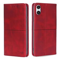 Per Sony Xperia 10 VI Custodia magnetica in pelle con texture mucca (rosso)