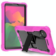 Per Xiaomi Redmi Pad SE 8.7 Custodia antiurto in silicone ibrido per tablet PC con supporto (nero + rosso rosa)