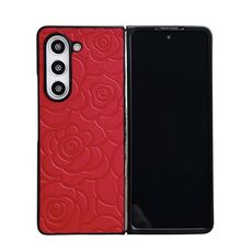 Per Samsung Galaxy Z Fold Custodia protettiva per telefono con motivo floreale speciale (rosso)