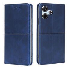 Per Redmi 13 4G Custodia magnetica in pelle con texture di mucca (blu)