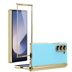 Per Samsung Galaxy Z Fold6 Custodia per telefono con placcatura sottovuoto AG integrata (blu ghiaccio)
