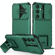 Per Samsung Galaxy S25 5G Custodia per telefono con supporto stereoscopico scorrevole Camshield (verde)