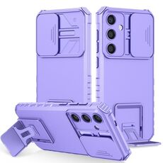 Per Samsung Galaxy S25 5G Custodia per telefono con supporto stereoscopico scorrevole Camshield (viola)