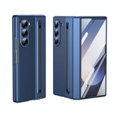 Per Samsung Galaxy Z Fold6 Custodia per telefono integrata in PC + PU con penna / scatola per penna (blu)