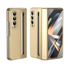 Per Samsung Galaxy Z Fold4 Custodia per telefono integrata in PC + PU con penna / scatola per penna (oro)