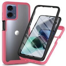 Per Motorola Moto G55 Starry Sky Solid Color Series Custodia per telefono in PC + TPU con pellicola PET (rosa)