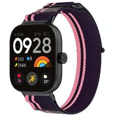 Per Redmi Watch 5 / Watch 5 eSIM Cinturino in nylon intrecciato con chiusura a strappo (rosa + viola)