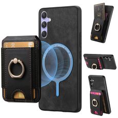 Per Samsung Galaxy S24+ 5G Retro Custodia Magnetica Divisibile con Supporto per Carte in Pelle per Telefono (Nero)