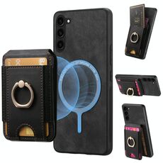 Per Samsung Galaxy S23+ 5G Retro Custodia Magnetica Divisibile con Supporto per Carte in Pelle per Telefono (Nero)