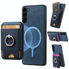 Per Samsung Galaxy S23+ 5G Retro Custodia Magnetica Divisibile con Supporto per Carte in Pelle per Telefono (Blu)