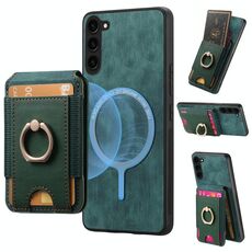 Per Samsung Galaxy S23+ 5G Retro Custodia Magnetica Divisibile con Supporto per Carte in Pelle per Telefono (Verde)