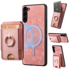 Per Samsung Galaxy S23+ 5G Retro Custodia in pelle con supporto magnetico divisibile (rosa)