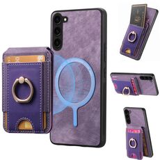 Per Samsung Galaxy S23+ 5G Retro Custodia in pelle con supporto magnetico divisibile (viola)