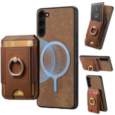 Per Samsung Galaxy S22 5G Retro Custodia Magnetica Divisibile con Supporto per Carte in Pelle per Telefono (Marrone)