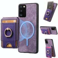 Per Samsung Galaxy A41 Retro Custodia in pelle con supporto magnetico divisibile (viola)