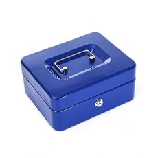 200x160x90mm Cassaforte portatile ignifuga per la casa Scatola di ferro con serratura a chiave (blu)