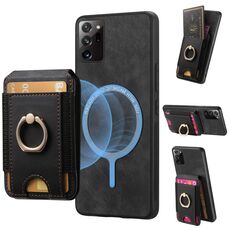 For Samsung Galaxy Note20 Ultra Retro Splitable Magnetic Stand Card Bag Leather Phone Case(Black)