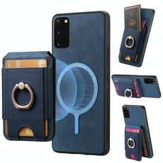 For Samsung Galaxy Note20 Retro Splitable Magnetic Stand Card Bag Leather Phone Case(Blue)