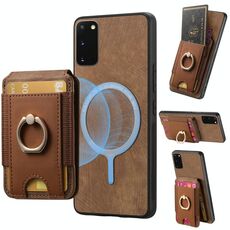 For Samsung Galaxy Note20 Retro Splitable Magnetic Stand Card Bag Leather Phone Case(Brown)