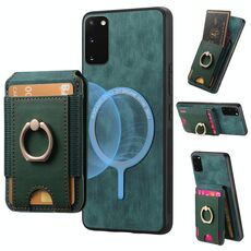 For Samsung Galaxy Note20 Retro Splitable Magnetic Stand Card Bag Leather Phone Case(Green)